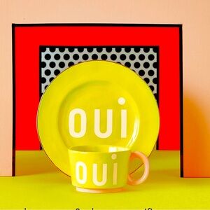 Clare V Bright Yellow Oui Plate and Mug Set